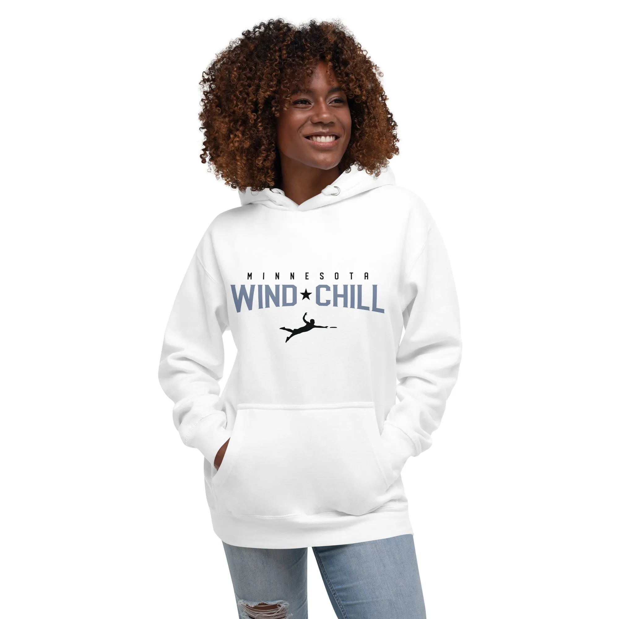 Wind Chill White Wordmark Layout Hooded Sweatshirt