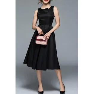 Women Elegant Square Neck Sleeveless Solid Pattern Slim Fit Superb Party Evening Dress - C823KMD