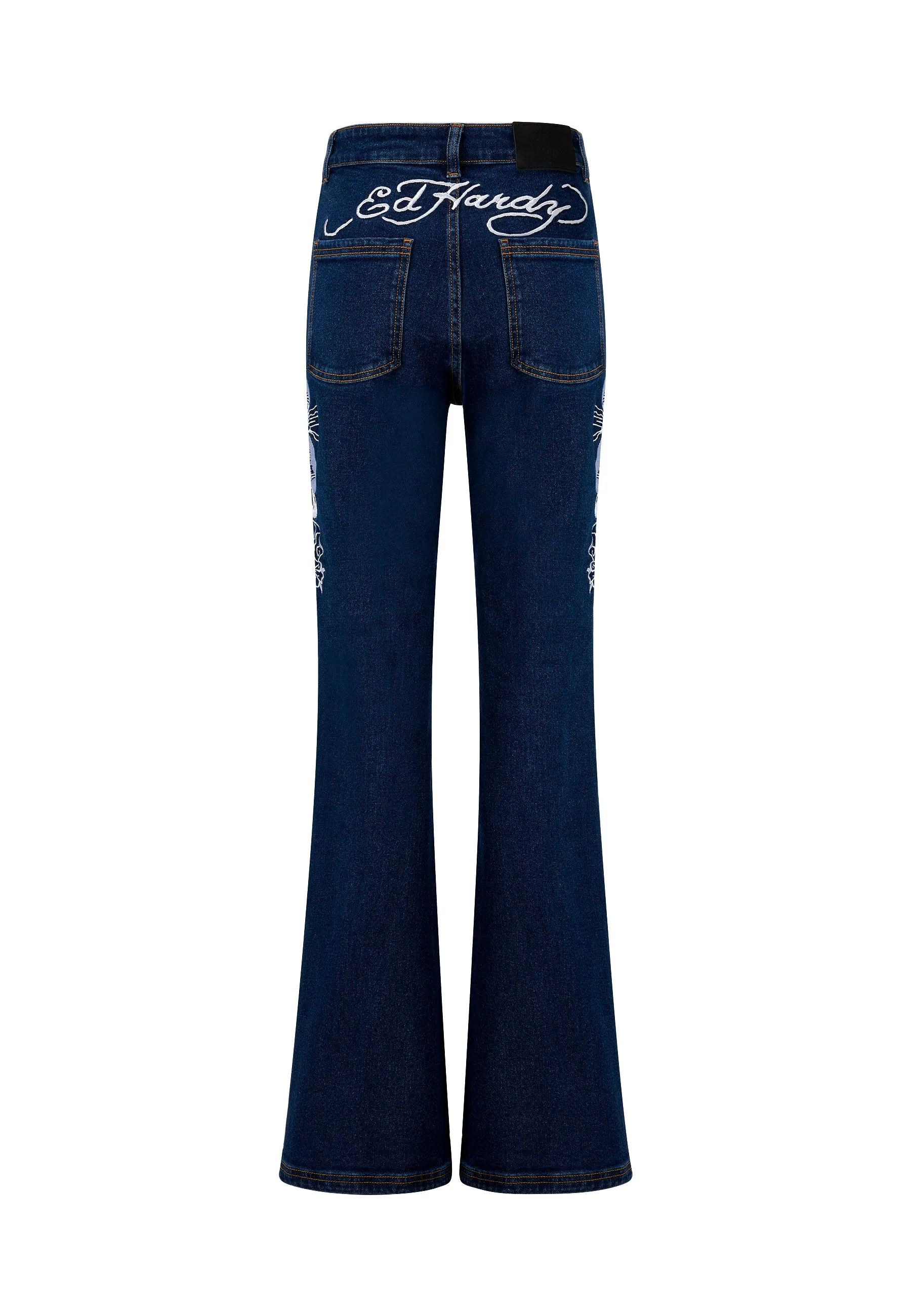 Womens Geisha Mirror Flared Denim Trousers Jeans - Indigo